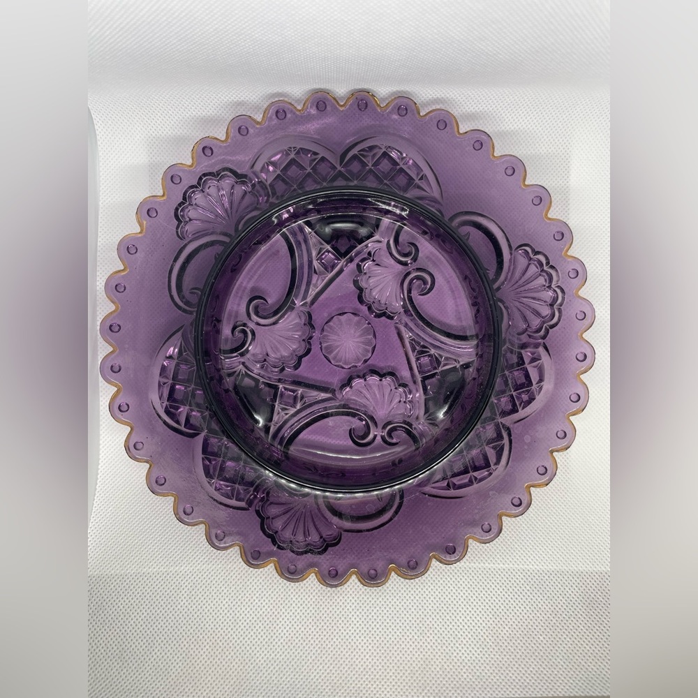 RARE 1897 Amethyst Glass Butter Dome Dish Footed Pattern IA “Purple Croesus”